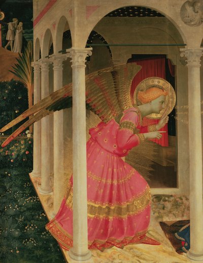 Detail van De Annunciatie met de engel Gabriël door Fra Angelico